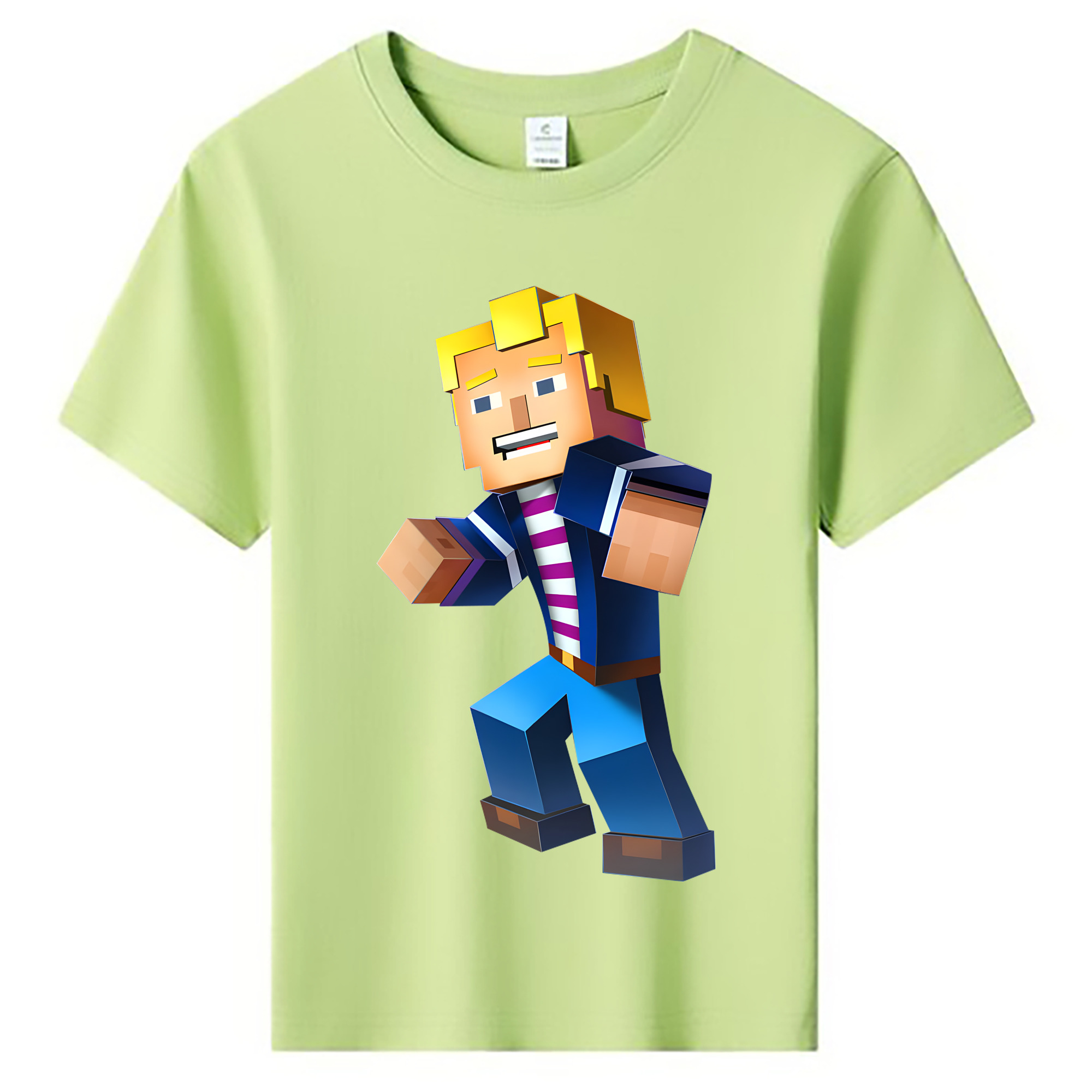 （画像用） マインクラフト ブロックの世界 Minecraft MC Block world 綿100％キッズTシャツ（フロントプリント）